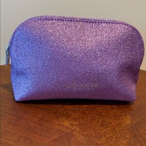 Coach  make up bag  fragrance bag, violet glitter/Silvertone  lightweight NWOT